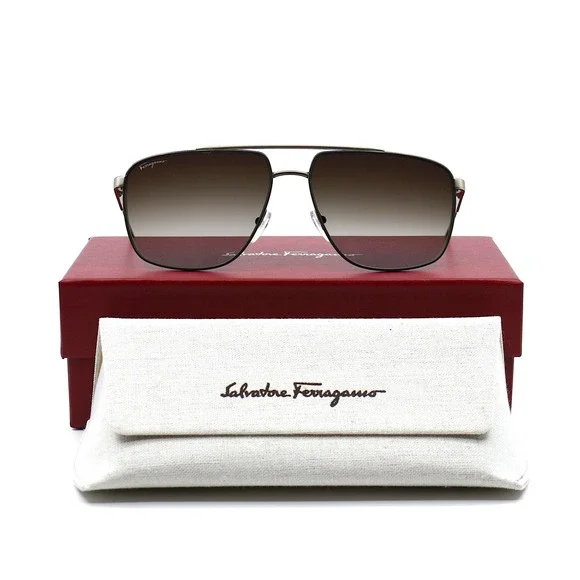 FERRAGAMO SF239S 758 GREEN/SILVER BROWN GRADIENT AVIATOR AUTHENTIC SUNGLASSES - Picture 7 of 10